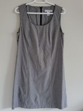 Real Clothes Sleeveless Gingham Mini Office Career Dress in Black & White Sz 8